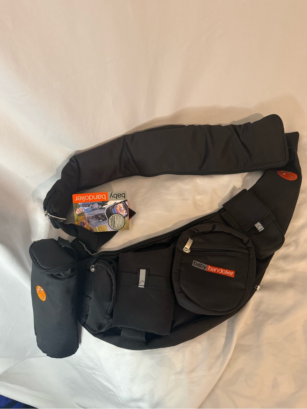 NWT Baby Bandolier Duds for Dads Sling Diaper Bag Black Changing Pad Organizer